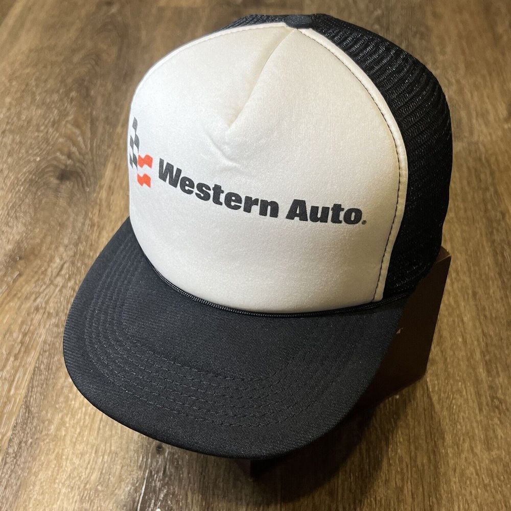 Vintage Western Auto Mechanic Snapback Hat Black Foam Work Promo Trucker Chore